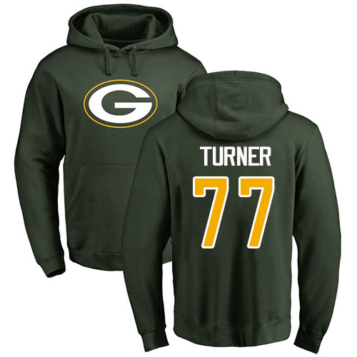 Men Green Bay Packers Green 77 Turner Billy Name And Number Logo Nike NFL Pullover Hoodie Sweatshirts